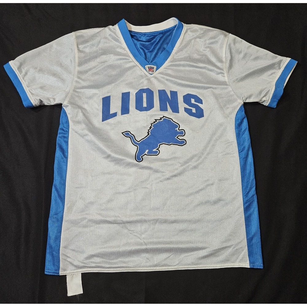 NFL Youth Detroit Lions Flag Football Jersey Size Medium Blue Gray Reversible